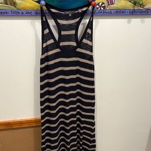 Striped Black and Tan Sleeveless Dress